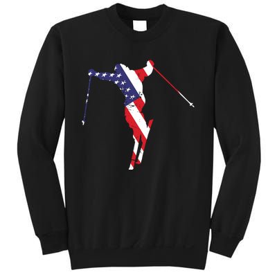 Skiing American Flag Skiing Lover Gift For Skier Sweatshirt