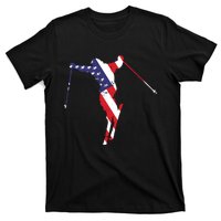 Skiing American Flag Skiing Lover Gift For Skier T-Shirt