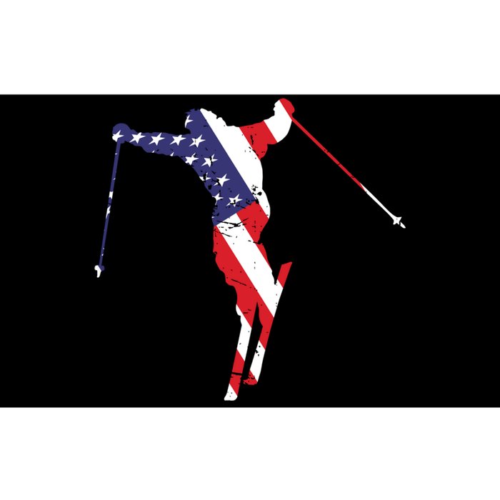 Skiing American Flag Skiing Lover Gift For Skier Bumper Sticker