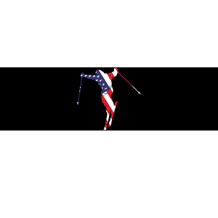 Skiing American Flag Skiing Lover Gift For Skier Bumper Sticker