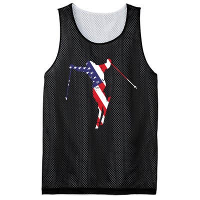 Skiing American Flag Skiing Lover Gift For Skier Mesh Reversible Basketball Jersey Tank