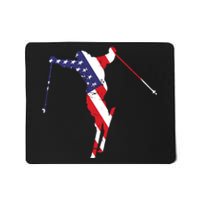 Skiing American Flag Skiing Lover Gift For Skier Mousepad