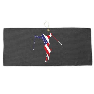 Skiing American Flag Skiing Lover Gift For Skier Large Microfiber Waffle Golf Towel