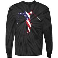 Skiing American Flag Skiing Lover Gift For Skier Tie-Dye Long Sleeve Shirt