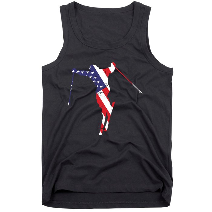 Skiing American Flag Skiing Lover Gift For Skier Tank Top