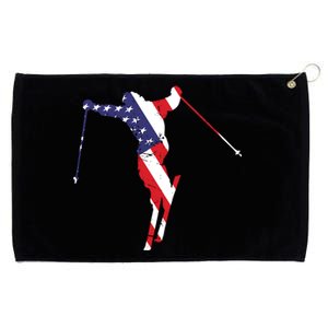 Skiing American Flag Skiing Lover Gift For Skier Grommeted Golf Towel