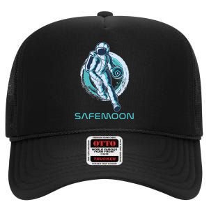 Safemoon Blockchain Cryptocurrency Astronaut Basketball High Crown Mesh Back Trucker Hat