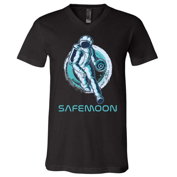 Safemoon Blockchain Cryptocurrency Astronaut Basketball V-Neck T-Shirt