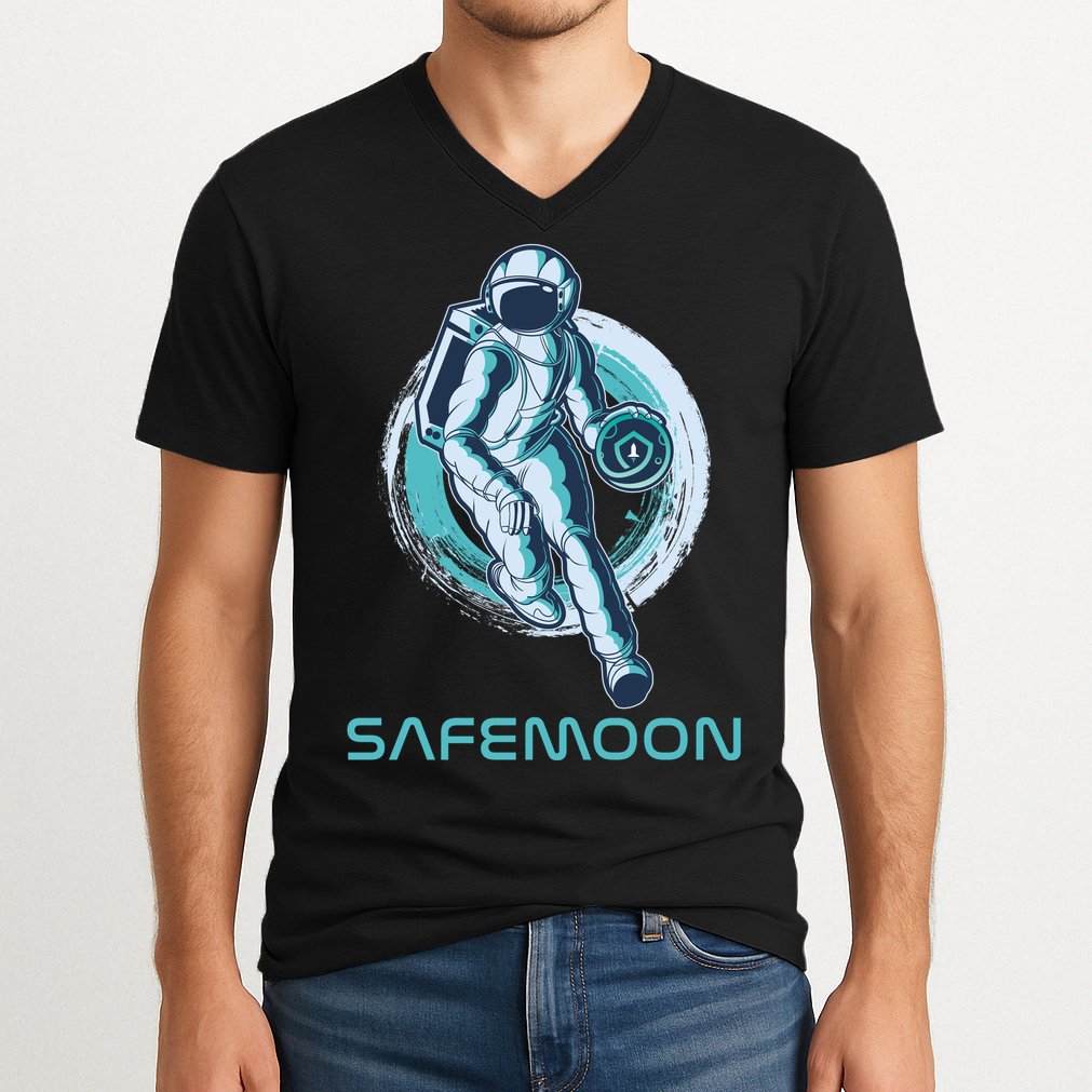 Safemoon Blockchain Cryptocurrency Astronaut Basketball V-Neck T-Shirt