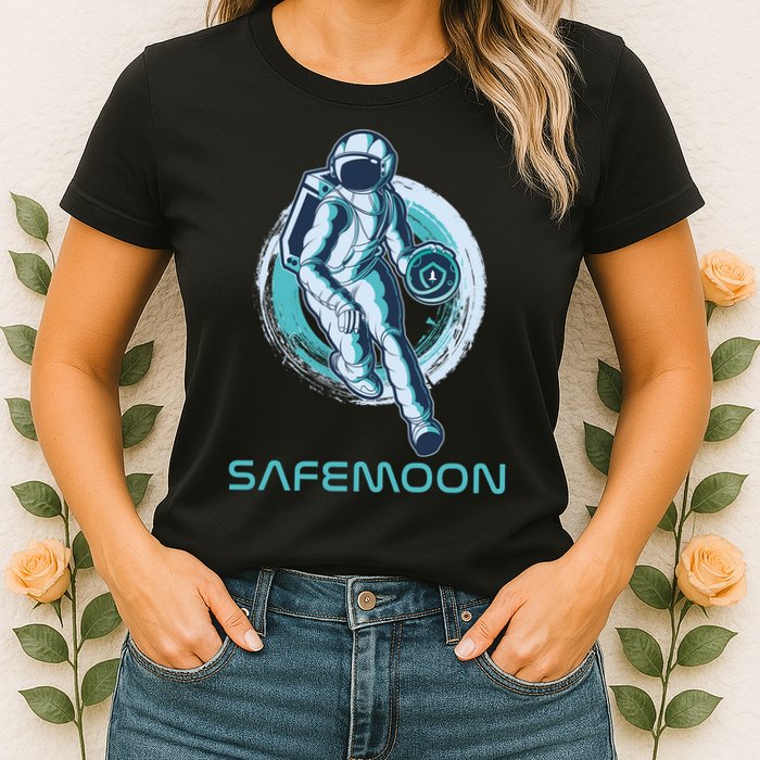 Safemoon Blockchain Cryptocurrency Astronaut Basketball Womens T-Shirt