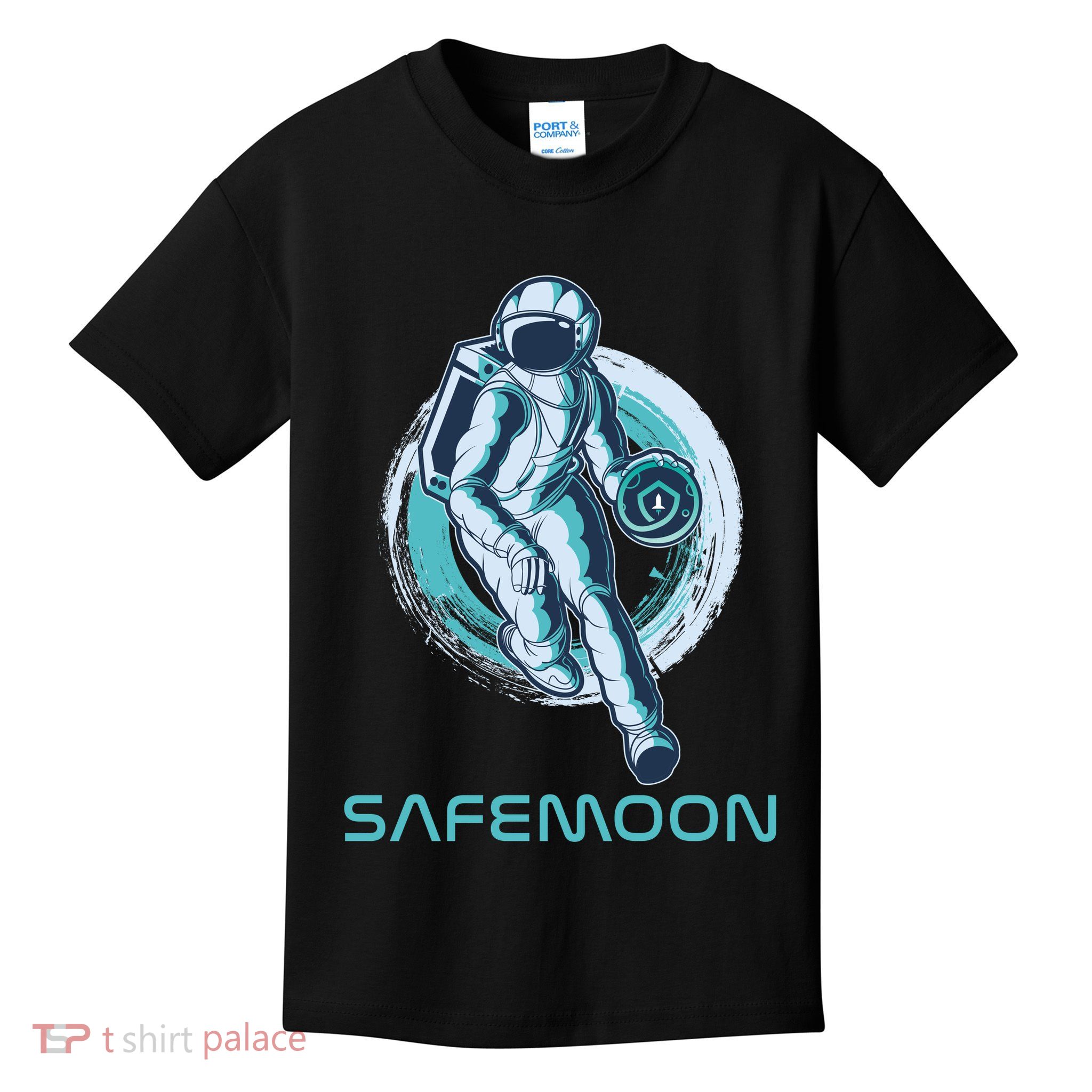 Safemoon Blockchain Cryptocurrency Astronaut Basketball Kids T-Shirt