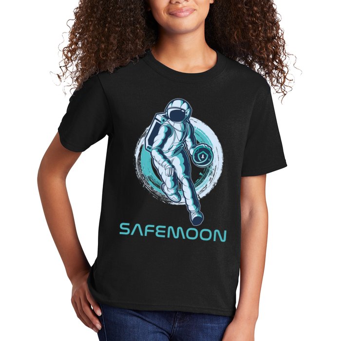 Safemoon Blockchain Cryptocurrency Astronaut Basketball Kids T-Shirt