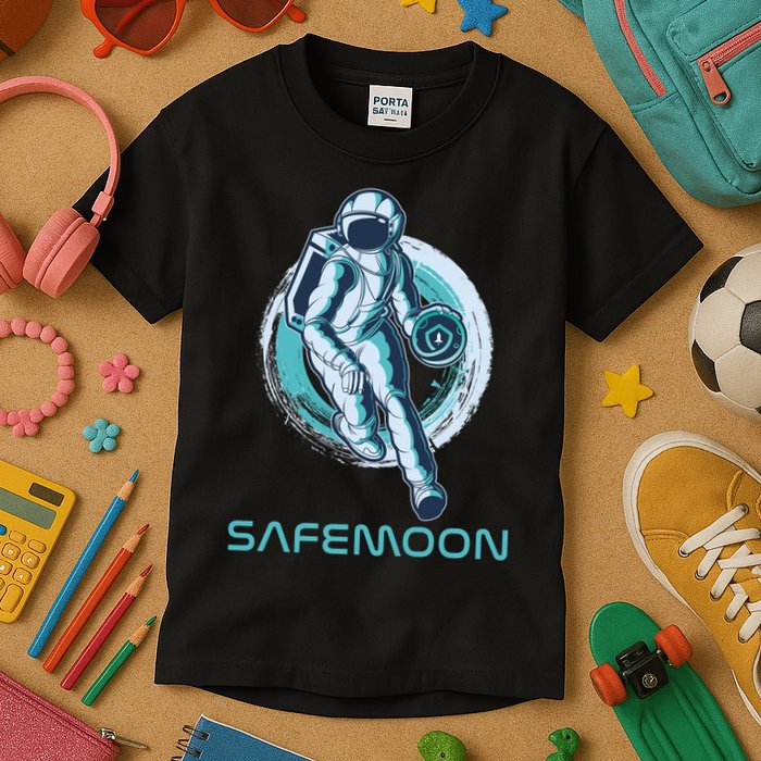 Safemoon Blockchain Cryptocurrency Astronaut Basketball Kids T-Shirt