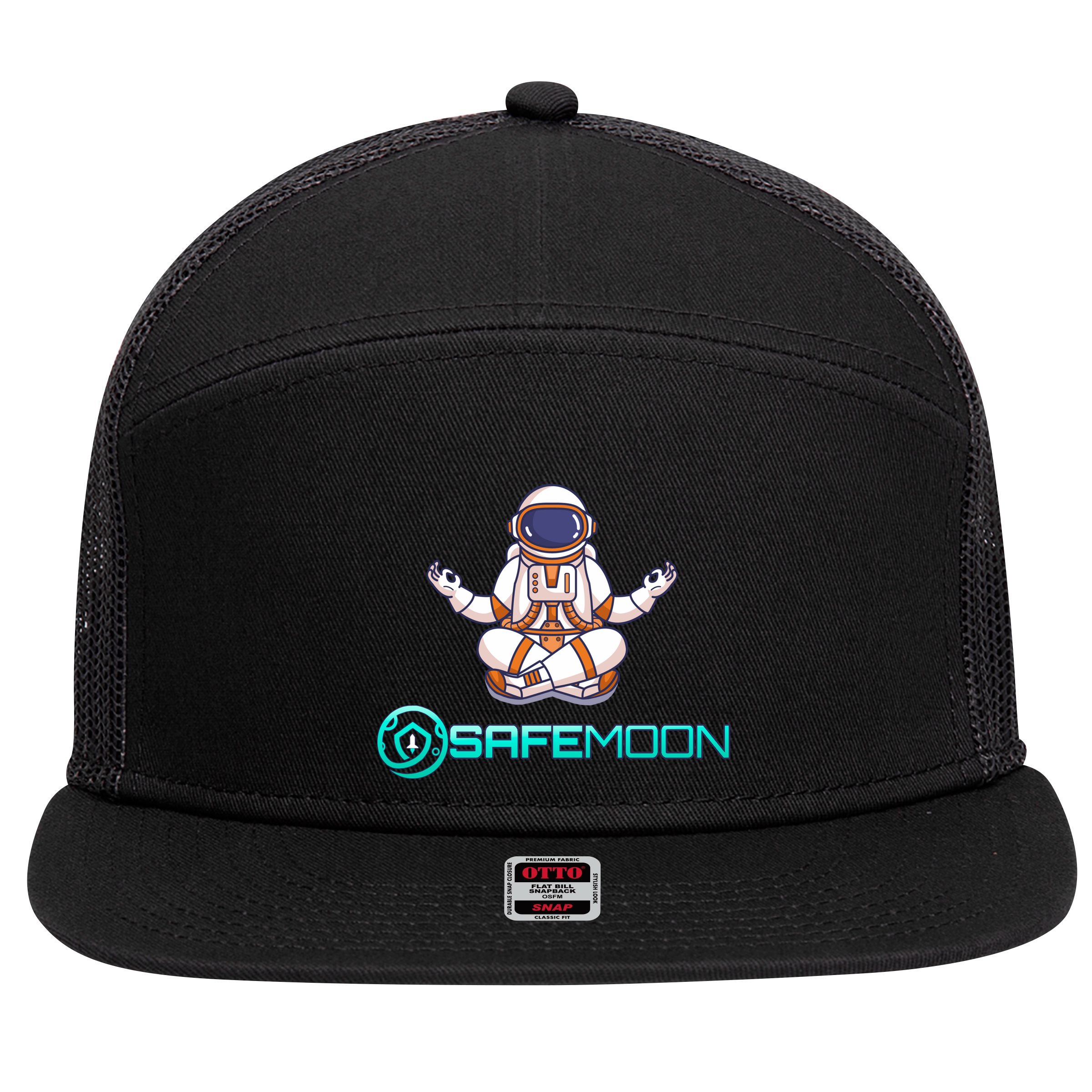 Safemoon Cryptocurrency Astronaut Token 7 Panel Mesh Trucker Snapback Hat