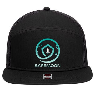 Safemoon Cryptocurrency Logo With Name 7 Panel Mesh Trucker Snapback Hat