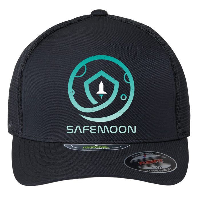 Safemoon Cryptocurrency Logo With Name Flexfit Unipanel Trucker Cap