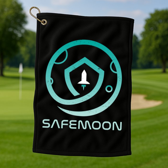 Safemoon Cryptocurrency Logo With Name Golf Towel