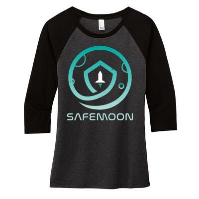 Safemoon Cryptocurrency Logo With Name Women's Tri-Blend 3/4-Sleeve Raglan Shirt