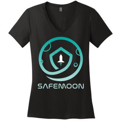 Safemoon Cryptocurrency Logo With Name Women's V-Neck T-Shirt