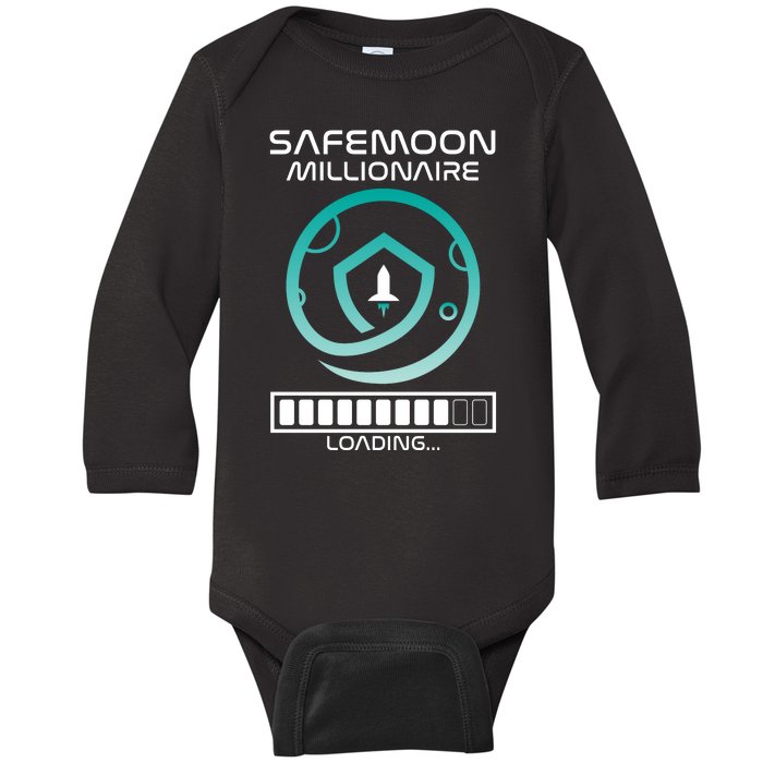 Safemoon Cryptocurrency Millionaire Loading Bar Baby Long Sleeve Bodysuit