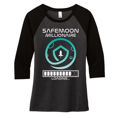 Safemoon Cryptocurrency Millionaire Loading Bar Women's Tri-Blend 3/4-Sleeve Raglan Shirt
