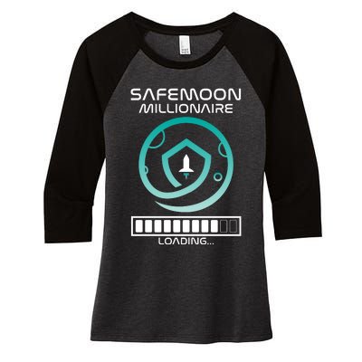 Safemoon Cryptocurrency Millionaire Loading Bar Women's Tri-Blend 3/4-Sleeve Raglan Shirt