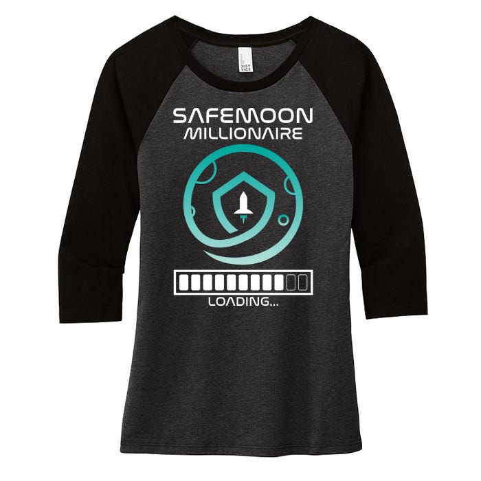 Safemoon Cryptocurrency Millionaire Loading Bar Women's Tri-Blend 3/4-Sleeve Raglan Shirt