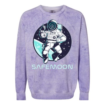 Safemoon Cryptocurrency Space Astronaut Colorblast Crewneck Sweatshirt