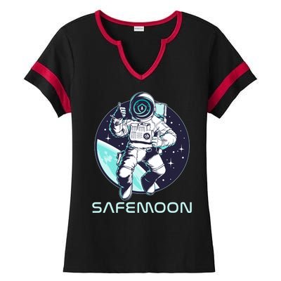 Safemoon Cryptocurrency Space Astronaut Ladies Halftime Notch Neck Tee