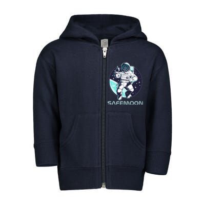 Safemoon Cryptocurrency Space Astronaut Toddler Zip Fleece Hoodie