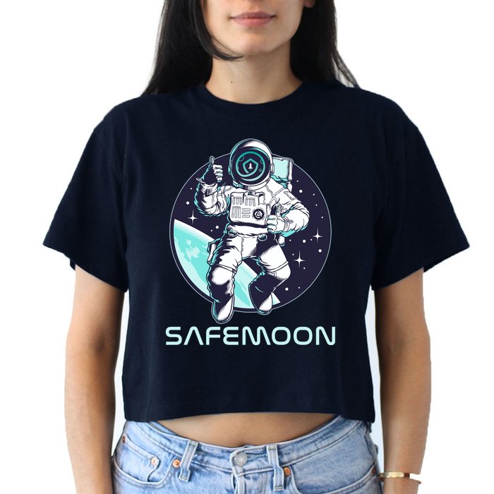 Safemoon Cryptocurrency Space Astronaut Women's Crop Top Tee
