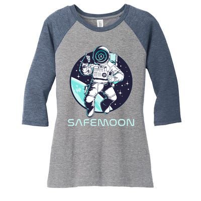 Safemoon Cryptocurrency Space Astronaut Women's Tri-Blend 3/4-Sleeve Raglan Shirt