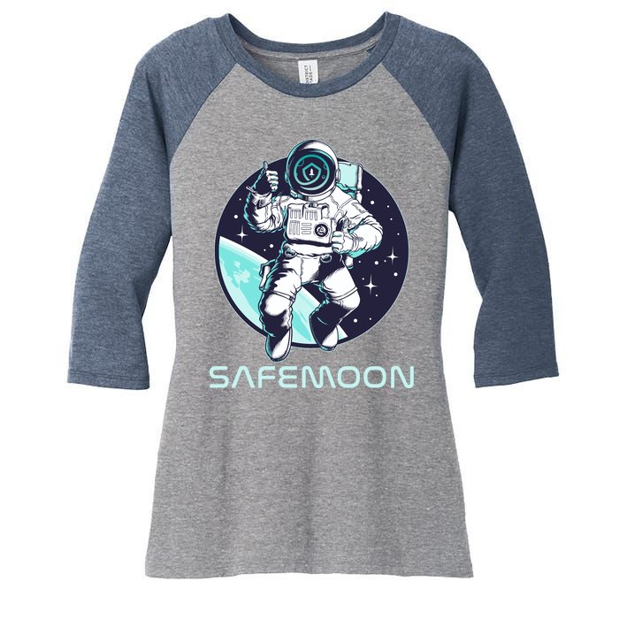 Safemoon Cryptocurrency Space Astronaut Women's Tri-Blend 3/4-Sleeve Raglan Shirt