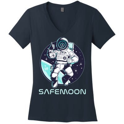 Safemoon Cryptocurrency Space Astronaut Women's V-Neck T-Shirt