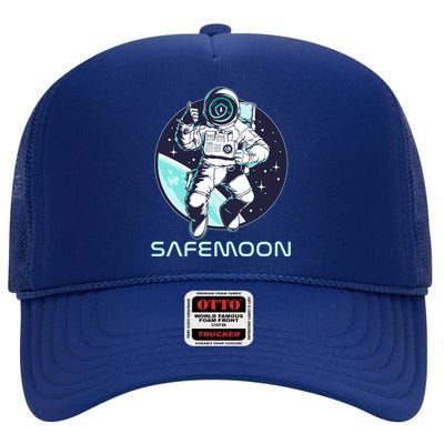 Safemoon Cryptocurrency Space Astronaut High Crown Mesh Back Trucker Hat