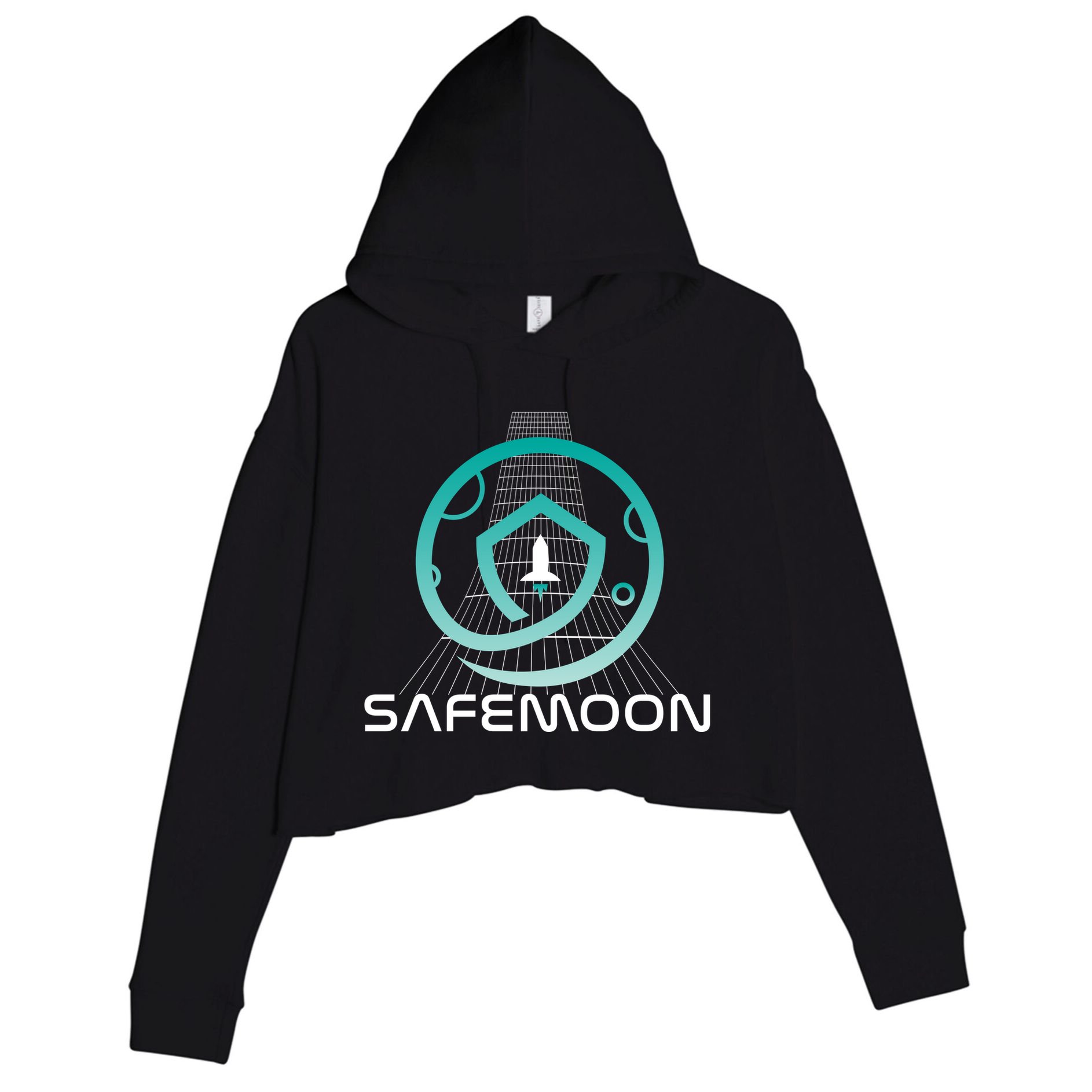 Safemoon Cryptocurrency Space Grid Crop Fleece Hoodie