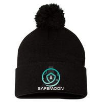 Safemoon Cryptocurrency Space Grid Pom Pom 12in Knit Beanie