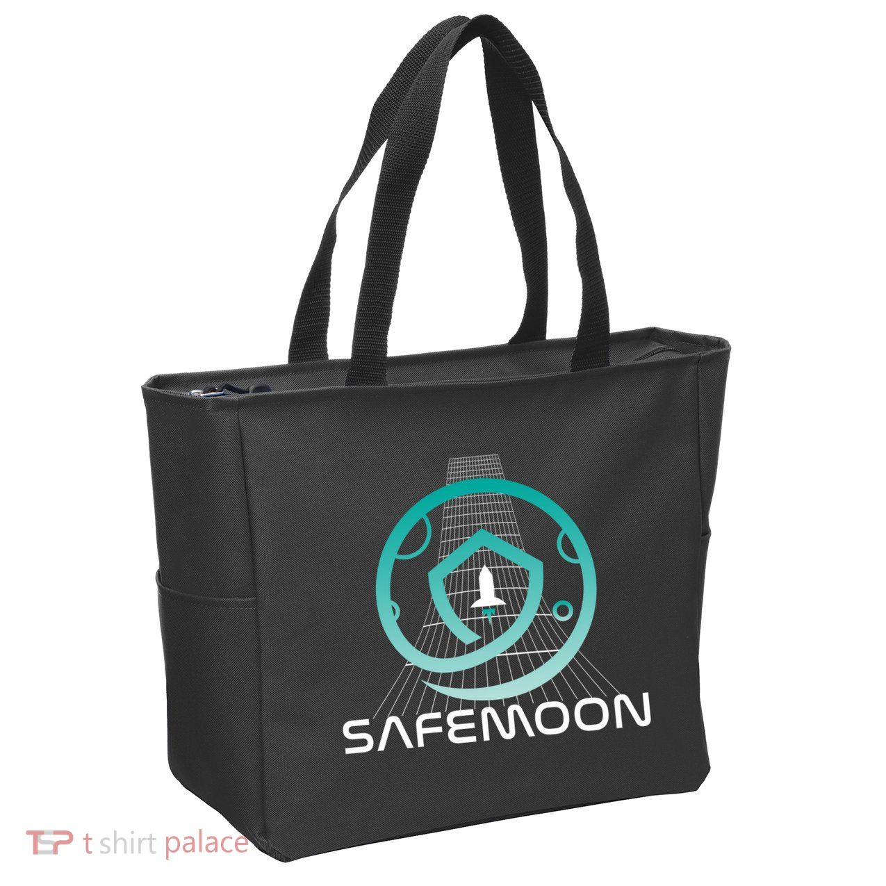 Safemoon Cryptocurrency Space Grid Zip Tote Bag