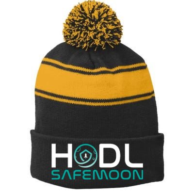 Safemoon HODL Cryptocurrency Logo Stripe Pom Pom Beanie