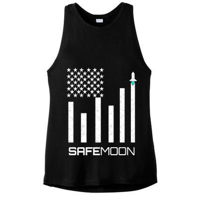 Safemoon To The Moon Crypto Blockchain Flag Ladies PosiCharge Tri-Blend Wicking Tank