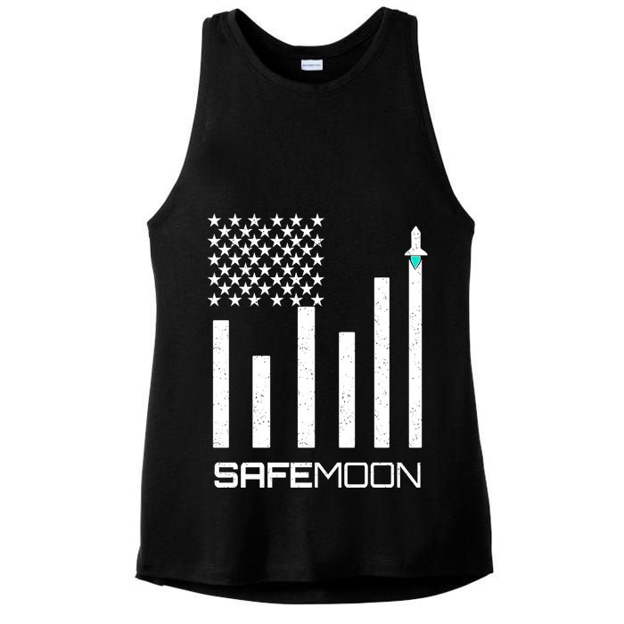 Safemoon To The Moon Crypto Blockchain Flag Ladies PosiCharge Tri-Blend Wicking Tank