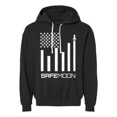 Safemoon To The Moon Crypto Blockchain Flag Garment-Dyed Fleece Hoodie