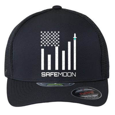 Safemoon To The Moon Crypto Blockchain Flag Flexfit Unipanel Trucker Cap