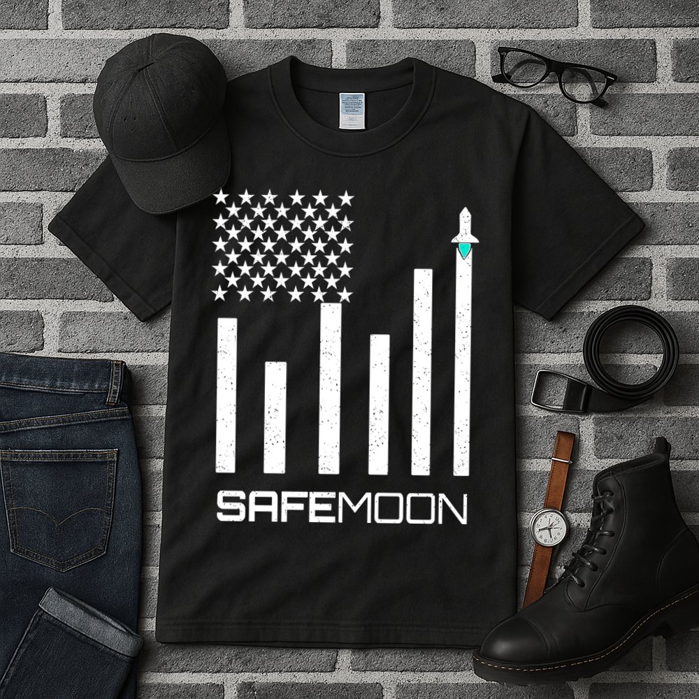 Safemoon To The Moon Crypto Blockchain Flag Tall T-Shirt