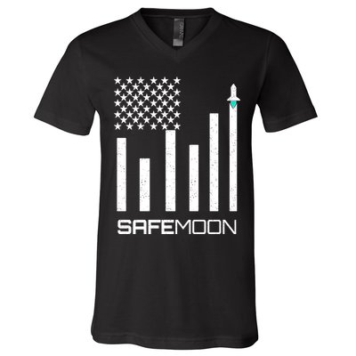 Safemoon To The Moon Crypto Blockchain Flag V-Neck T-Shirt