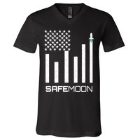 Safemoon To The Moon Crypto Blockchain Flag V-Neck T-Shirt