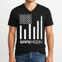Safemoon To The Moon Crypto Blockchain Flag V-Neck T-Shirt