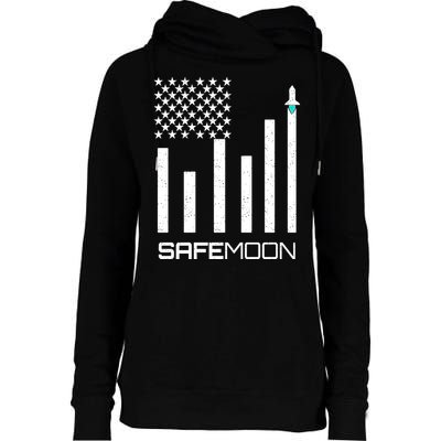 Safemoon To The Moon Crypto Blockchain Flag Womens Funnel Neck Pullover Hood