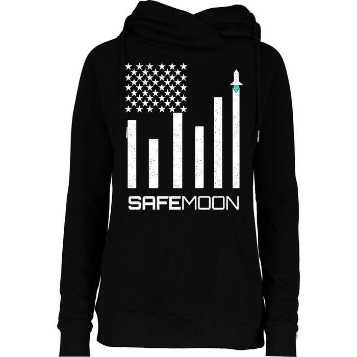 Safemoon To The Moon Crypto Blockchain Flag Womens Funnel Neck Pullover Hood