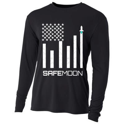 Safemoon To The Moon Crypto Blockchain Flag Cooling Performance Long Sleeve Crew